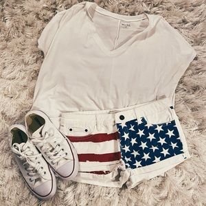 Forever 21 white denim American Flag shorts